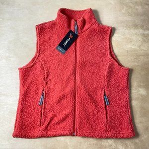 L.L.Bean NWT Red Salmon Sherpa Polartec Zip Up Vest Men's L